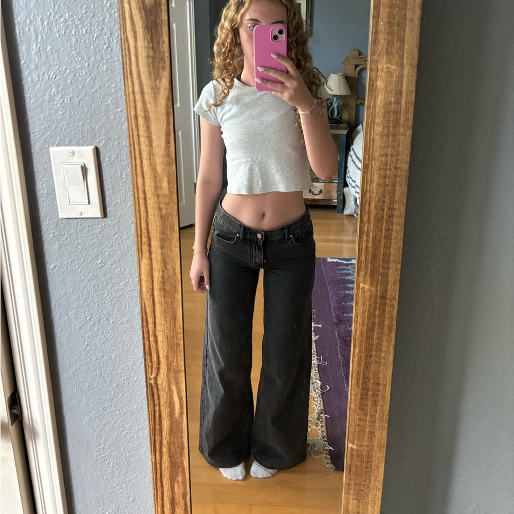 Urban outfitters BDG low and wide jean washed black denim